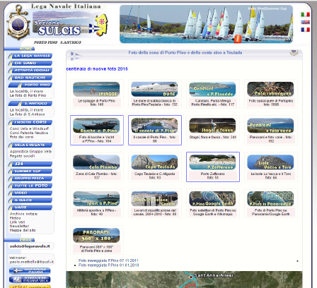 Screen dell'home page della sezione di Porto Pino della Lega Navale Italiana