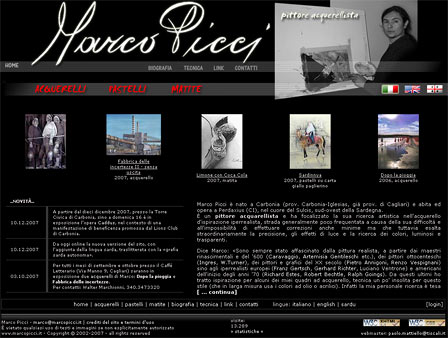 screen dell'home page di Marco Picci