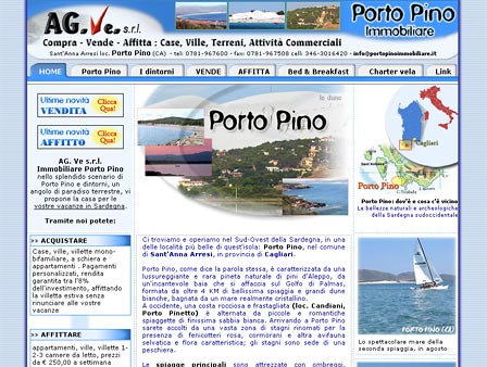 Screen dell'home page dell'agenzia immobiliare www.portopinoimmobiliare.it