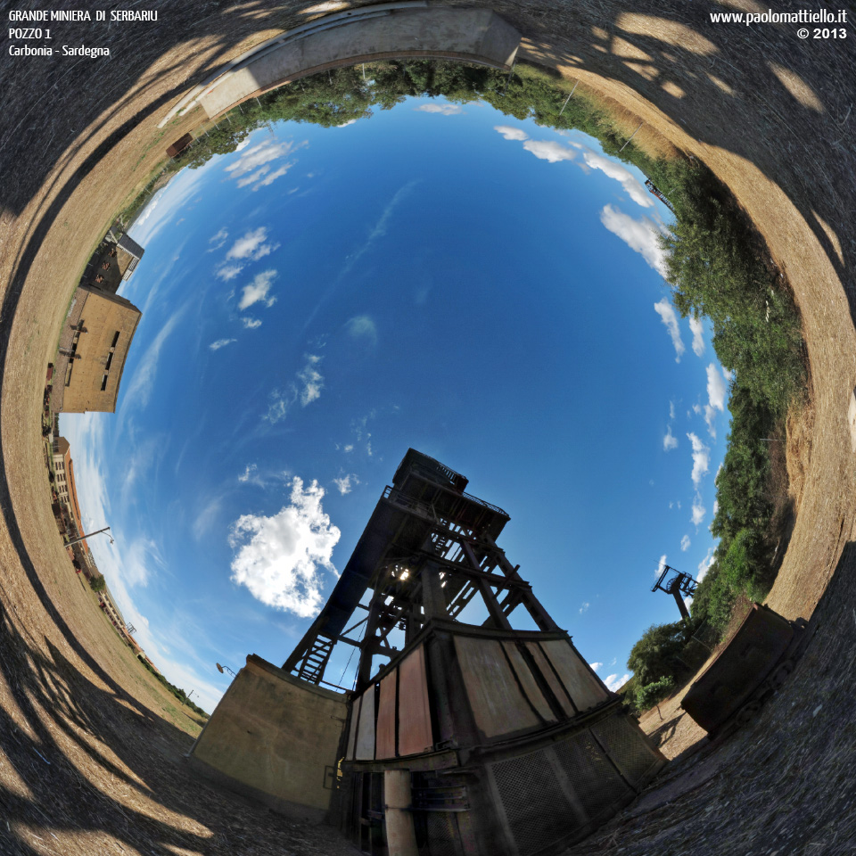 panorama stereografico stereographic - stereographic panorama - Sardegna→Carbonia→Grande Miniera di Serbariu | Castello del pozzo 1, 10.06.2013
