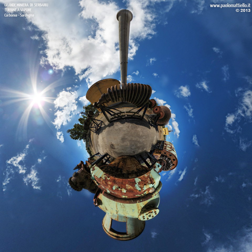 panorama stereografico stereographic - stereographic panorama - Sardegna→Carbonia→Grande Miniera di Serbariu | Turbine della centrale di Portovesme, 10.06.2013