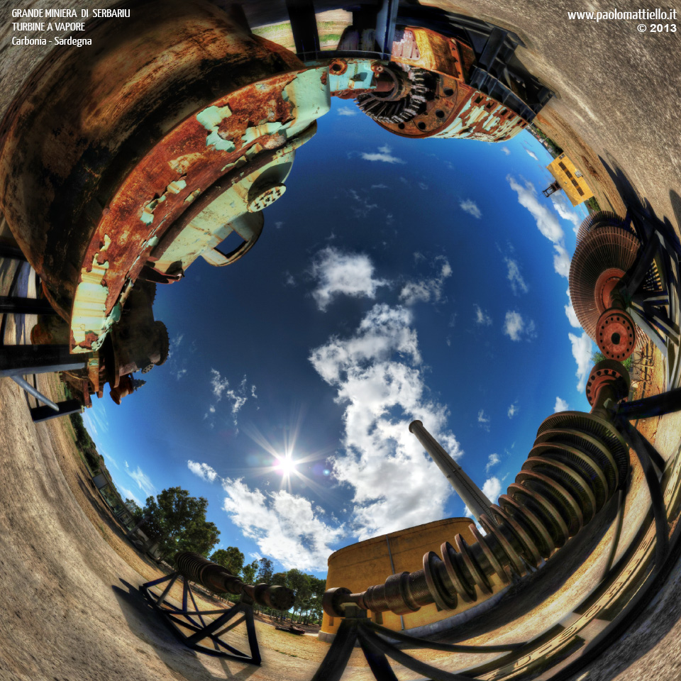 panorama stereografico stereographic - stereographic panorama - Sardegna→Carbonia→Grande Miniera di Serbariu | Turbine della centrale di Portovesme, 10.06.2013