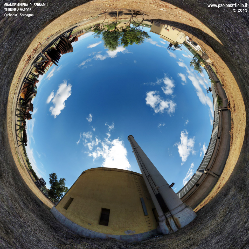 panorama stereografico stereographic - stereographic panorama - Sardegna→Carbonia→Grande Miniera di Serbariu | Turbine, lampisteria e sala caldaia, 10.06.2013