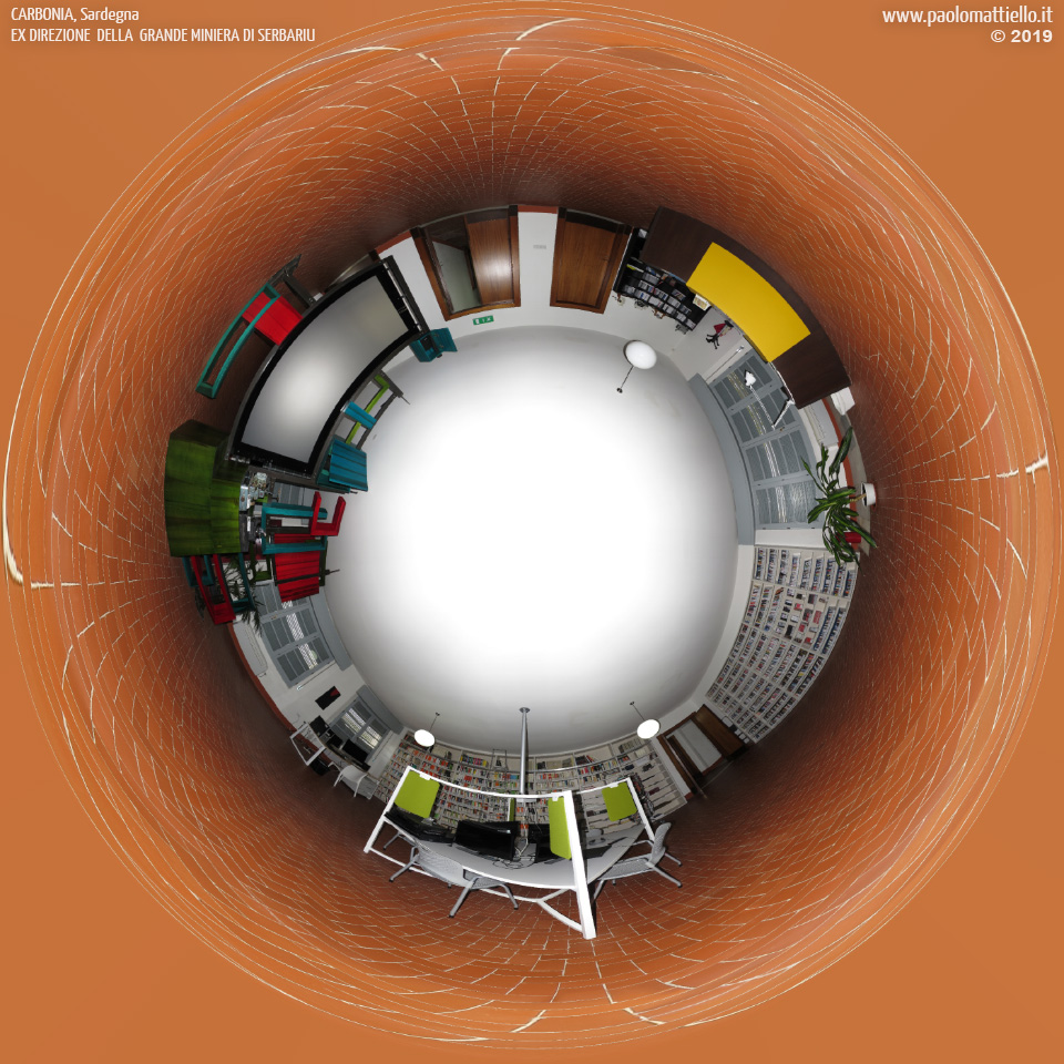 panorama stereografico stereographic - stereographic panorama - Sardegna→Carbonia | Ex direzione della Miniera di Serbariu, sala multimediale, 05.05.2019