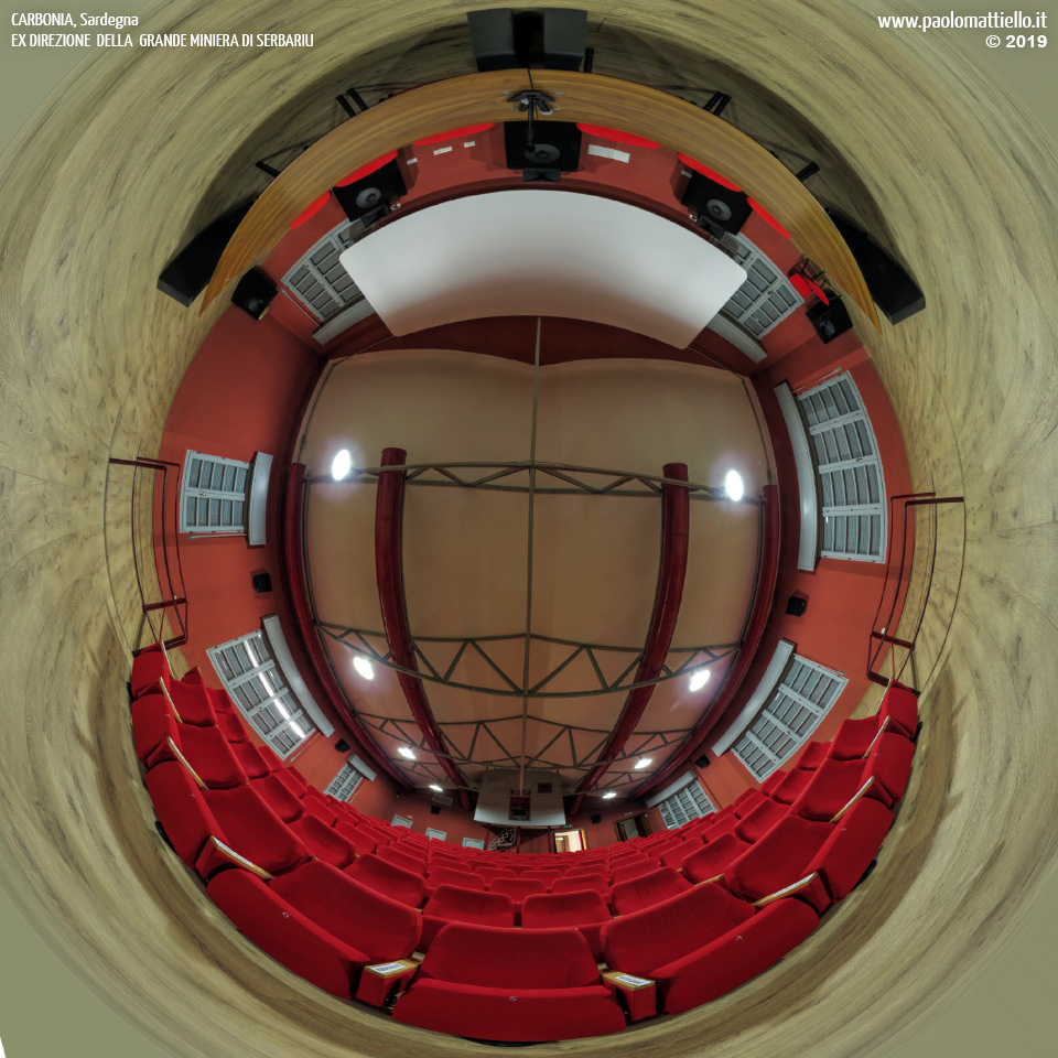 panorama stereografico stereographic - stereographic panorama - Sardegna→Carbonia | Ex direzione della Miniera di Serbariu, sala cinematografica, 05.05.2019