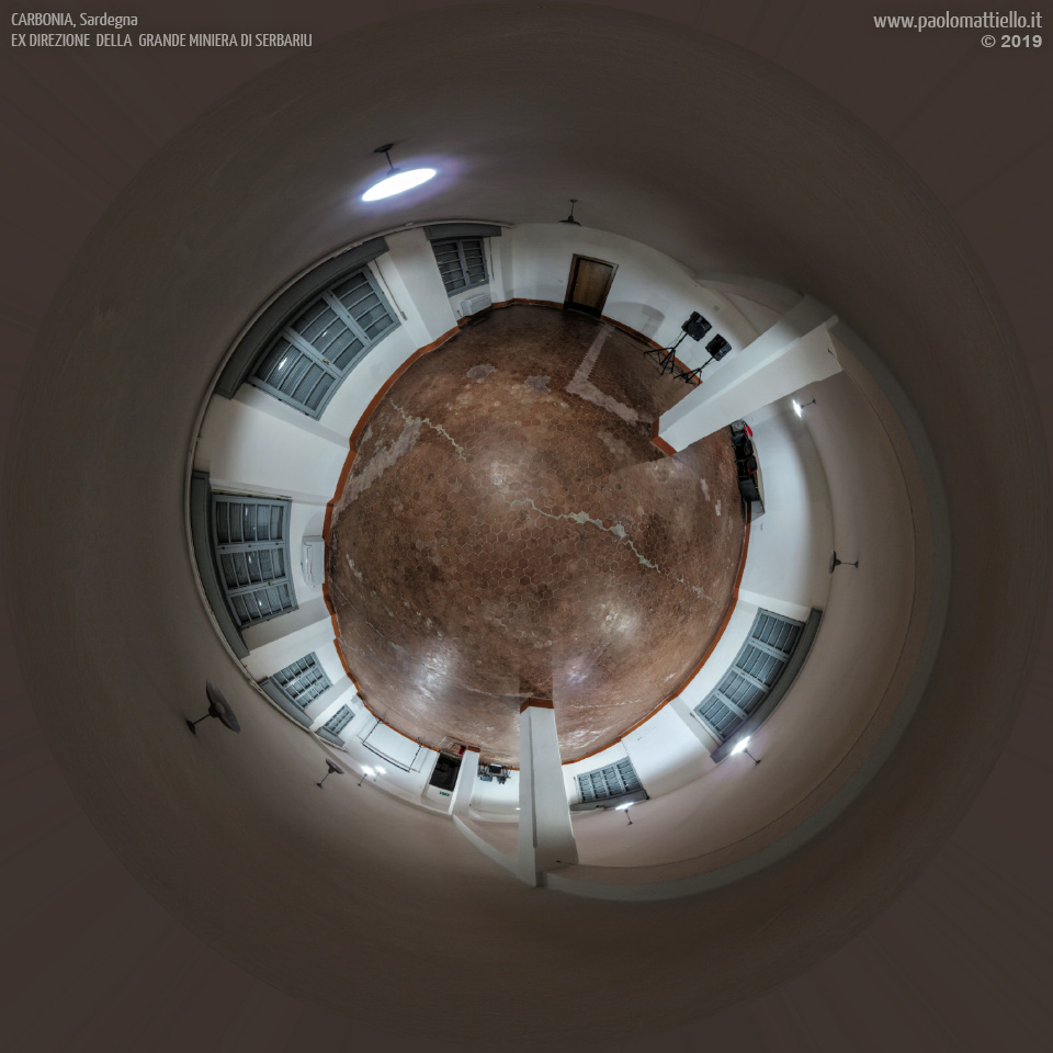 panorama stereografico stereographic - stereographic panorama - Sardegna→Carbonia | Ex direzione della Miniera di Serbariu, Sala uffici, 05.05.2019