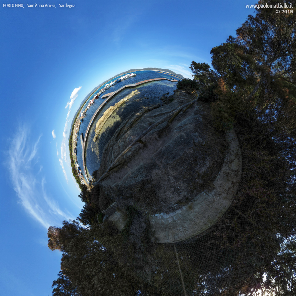 panorama stereografico stereographic - stereographic panorama - Sardegna→S.Anna Arresi | Porto Pino, costruzione pontili, 24.05.2019