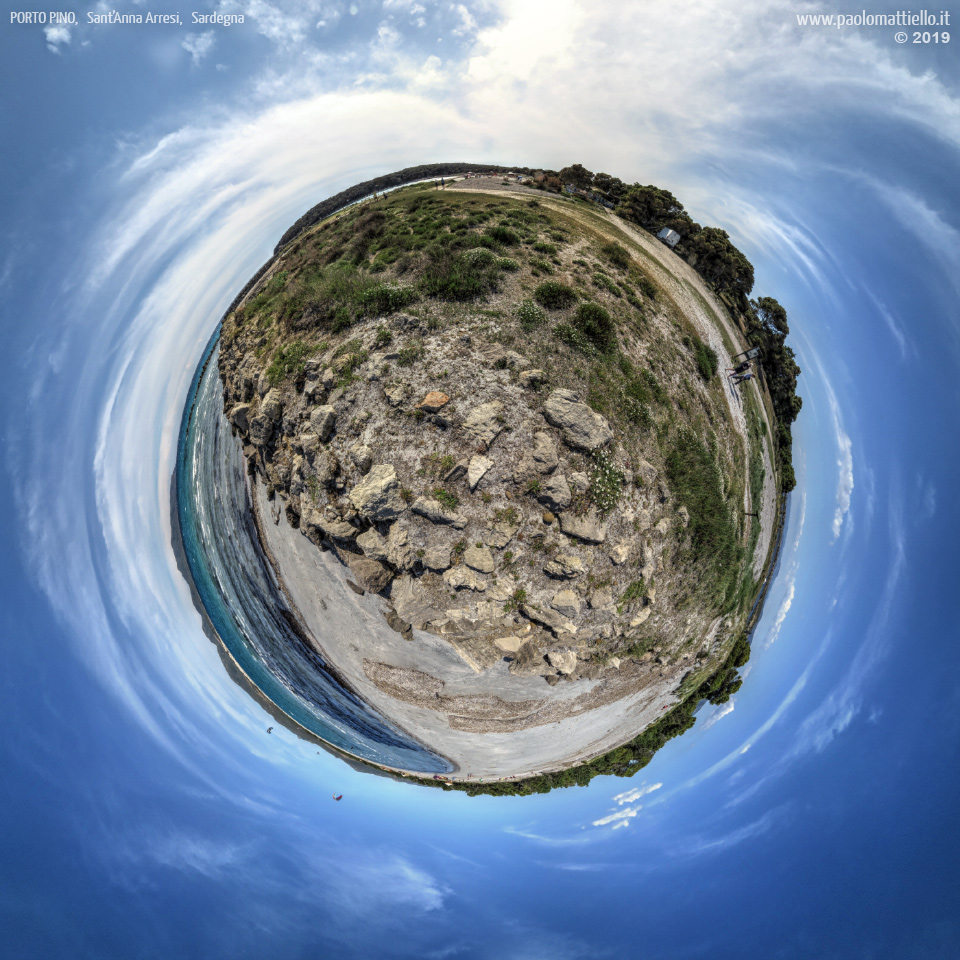 panorama stereografico stereographic - stereographic panorama - Sardegna→S.Anna Arresi | Porto Pino, seconda spiaggia in giugno, 24.05.2019