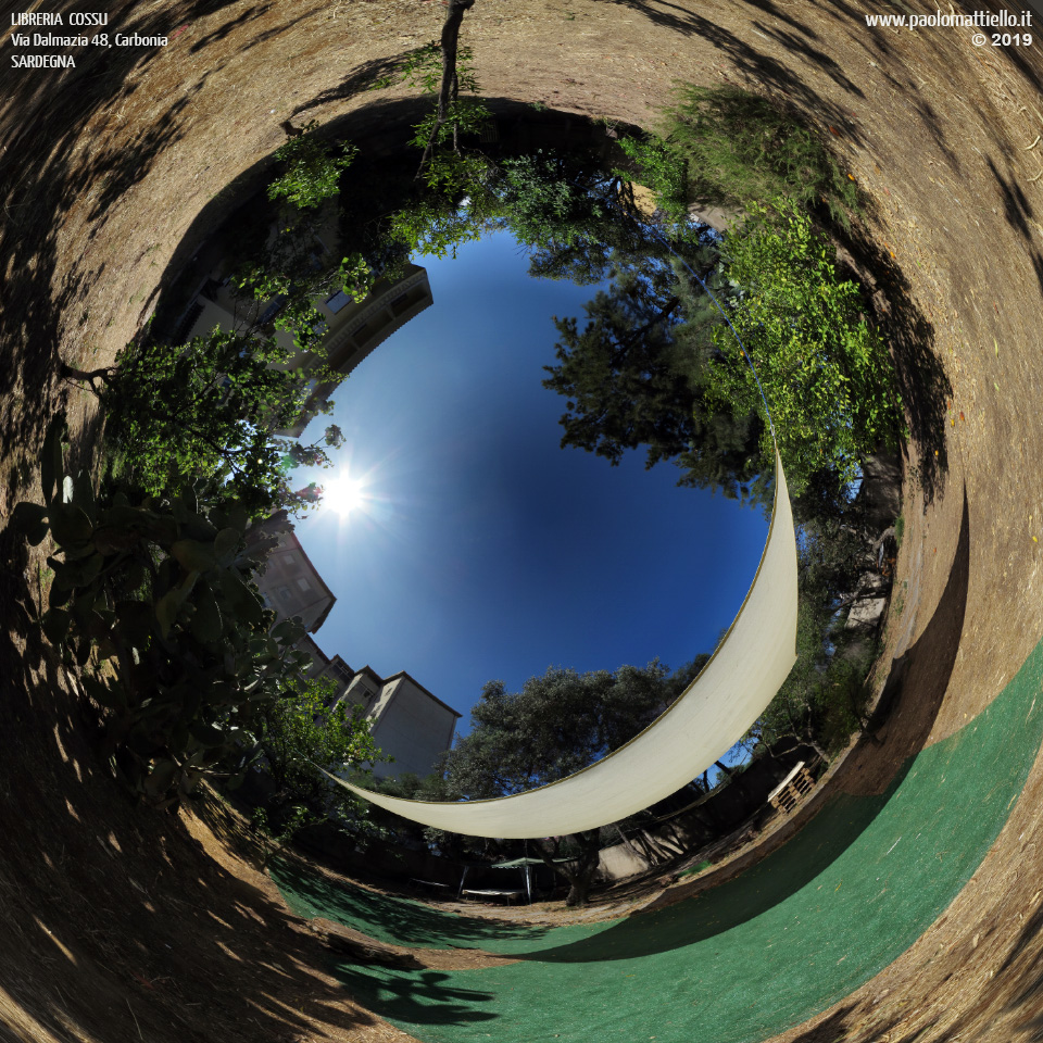 panorama stereografico stereographic - stereographic panorama - Sardegna→Carbonia | Libreria Cossu, via Dalmazia 48, giardino, 16.07.2019