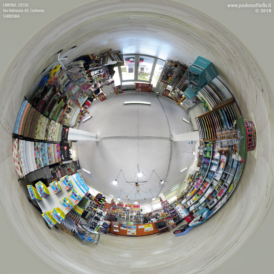 panorama stereografico stereographic - stereographic panorama - Sardegna→Carbonia | Libreria Cossu, via Dalmazia 48, interno 3, 16.07.2019