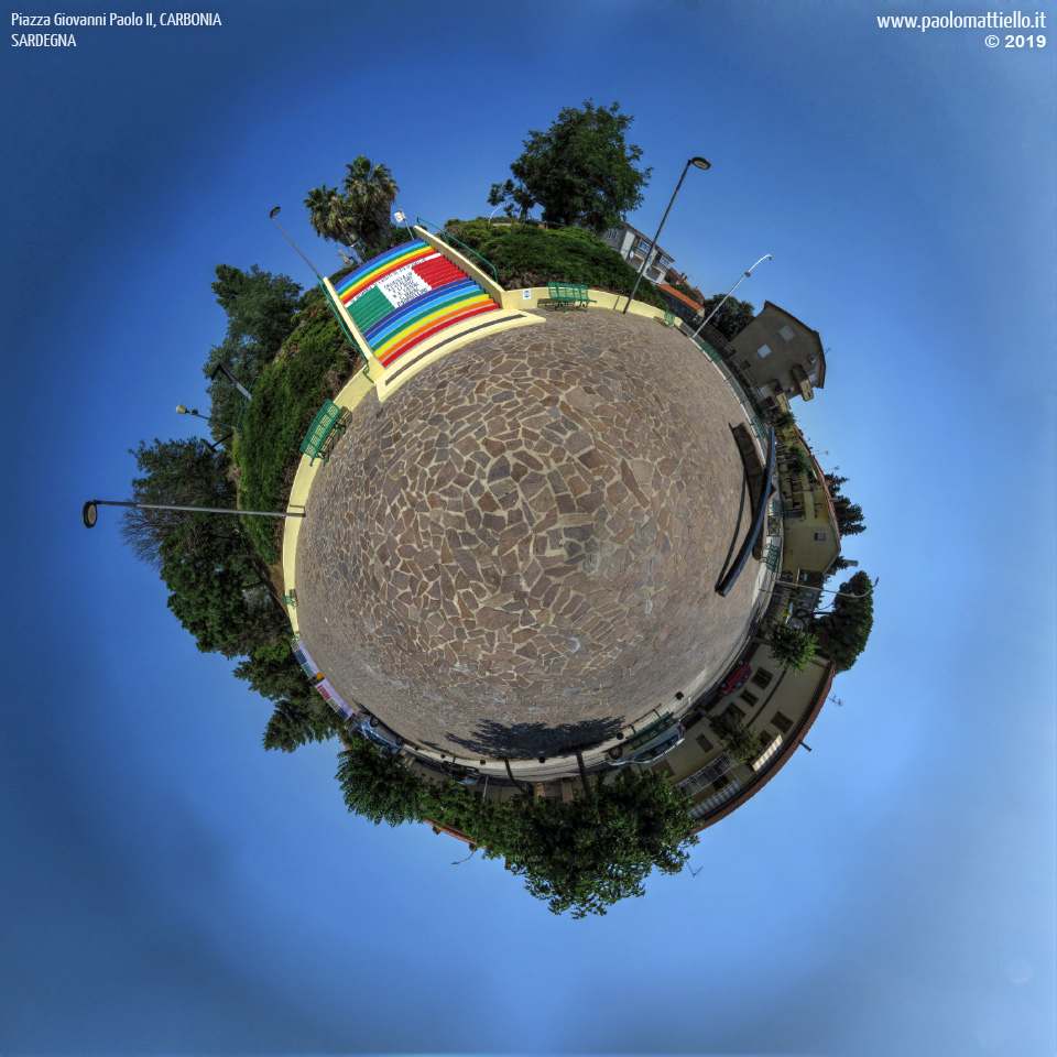 panorama stereografico stereographic - stereographic panorama - Sardegna→Carbonia | P.zza Giovanni Paolo II lato via Lombardia, 23.07.2019