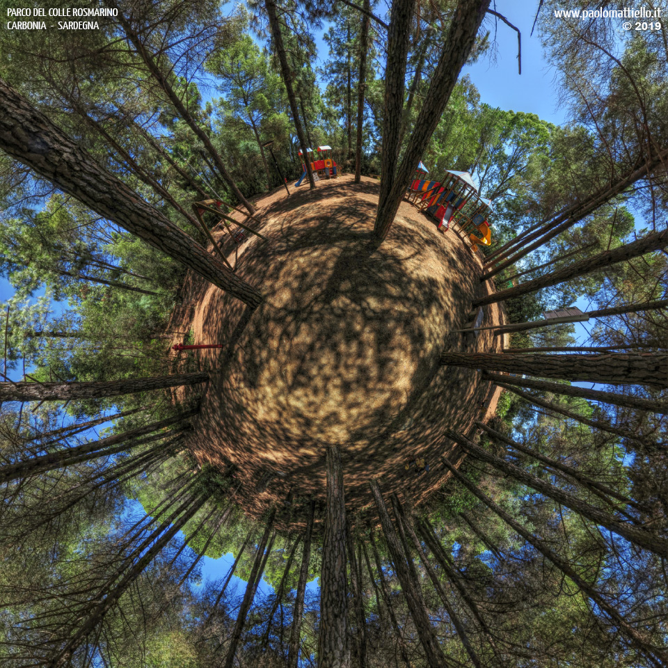 panorama stereografico stereographic - stereographic panorama - Sardegna→Carbonia | Parco del Colle Rosmarino, area attrezzata con giochi 30.07.2019