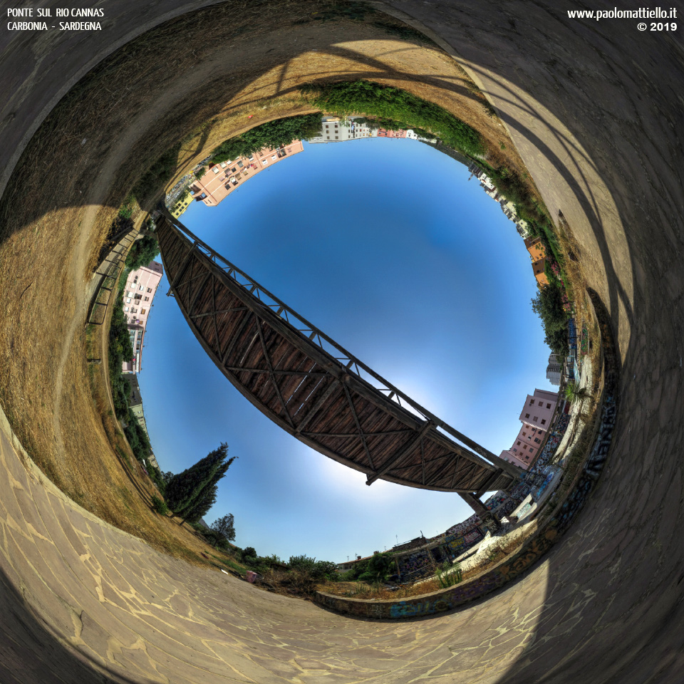 panorama stereografico stereographic - stereographic panorama - Sardegna→Carbonia | Ponte sul Rio Cannas e skate park, 11.08.2019