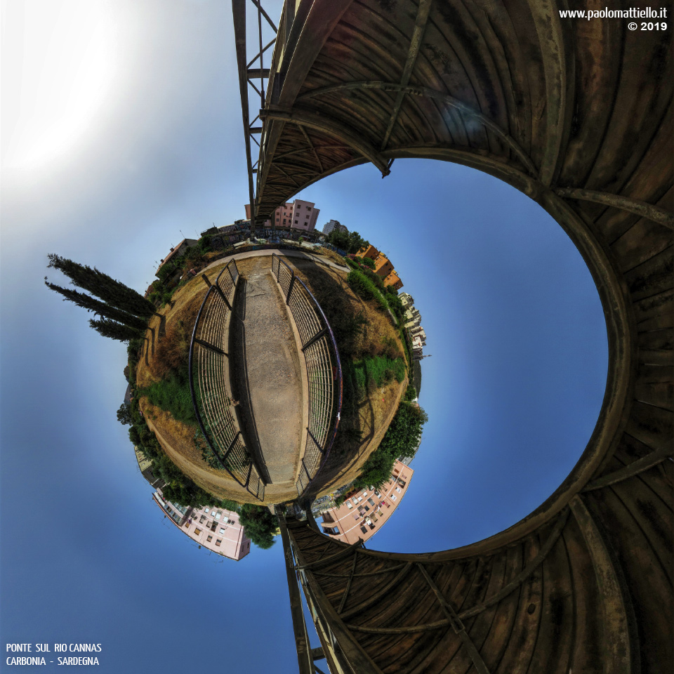 panorama stereografico stereographic - stereographic panorama - Sardegna→Carbonia | Ponte sul Rio Cannas e skate park, 11.08.2019