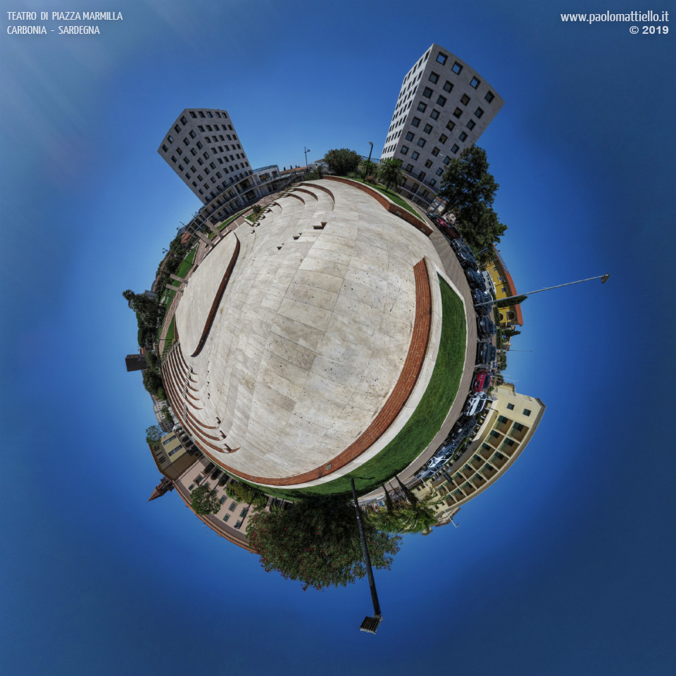 panorama stereografico stereographic - stereographic panorama - Sardegna→Carbonia | Teatro (anfiteatro) di Piazza Marmilla, 15.08.2019