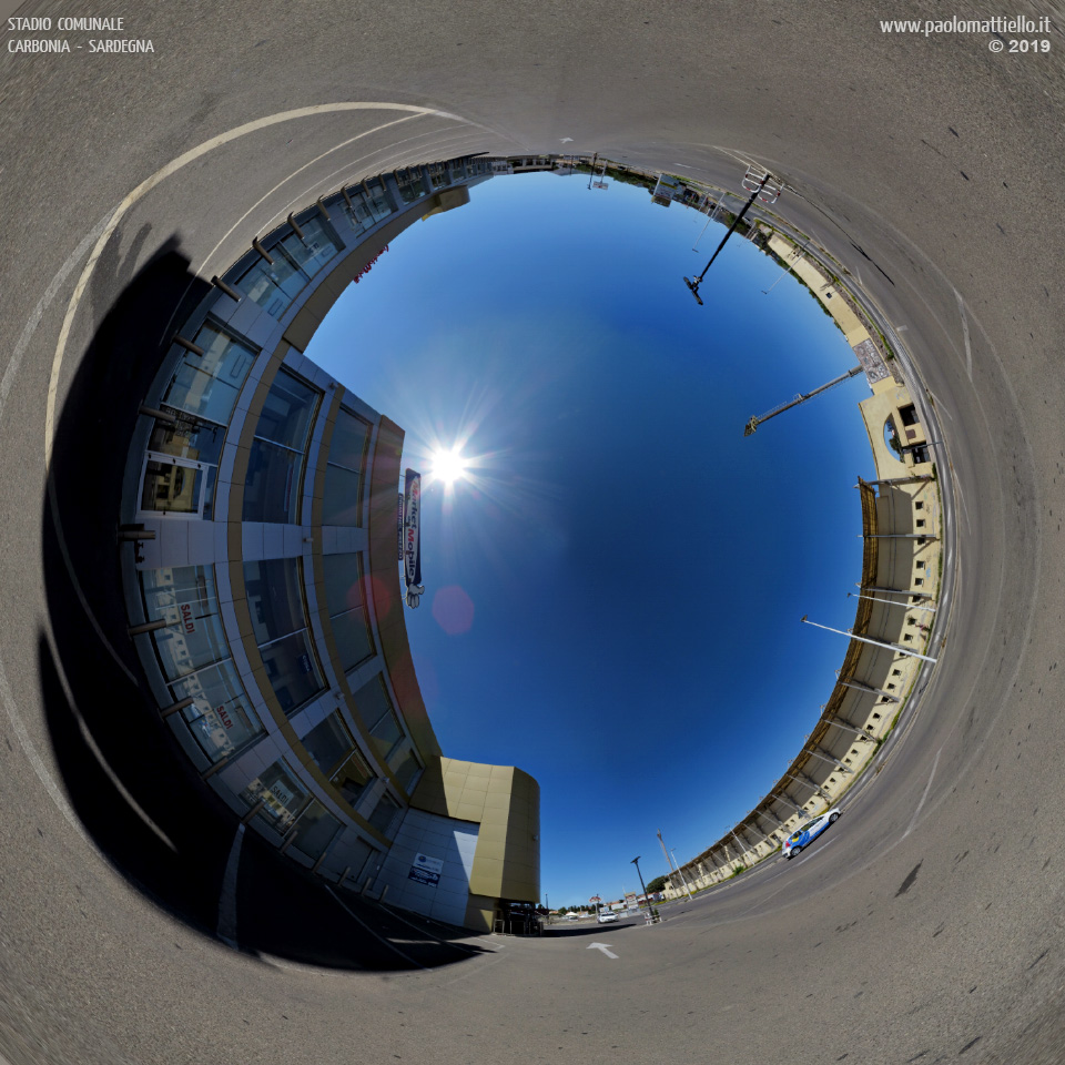 panorama stereografico stereographic - stereographic panorama - Sardegna→Carbonia | Via Stazione, Stadio Comunale Zoboli, 15.08.2019