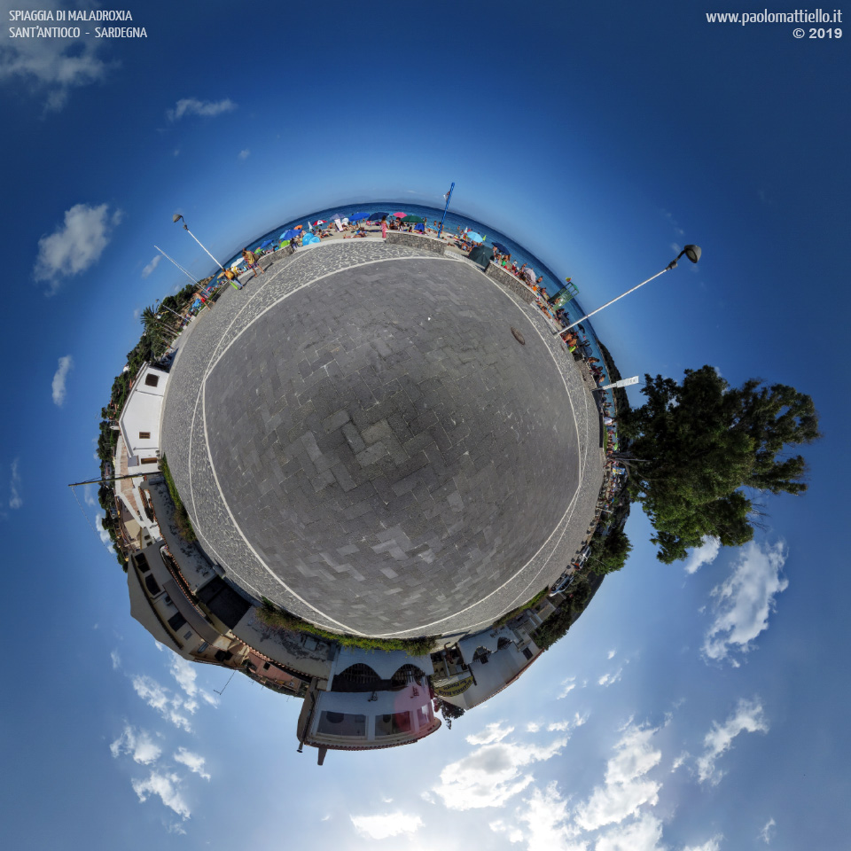 panorama stereografico stereographic - stereographic panorama - Sardegna→Sant'Antioco | Maladroxia, nuovo piazzale fronte spiaggia, 05.09.2019