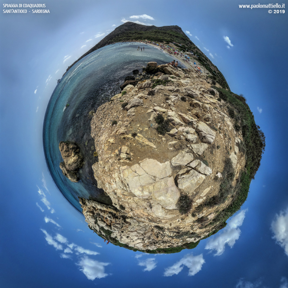 panorama stereografico stereographic - stereographic panorama - Sardegna→Sant'Antioco | Spiaggia di Coa 'e Cuaddus o Coaquaddus, 06.09.2019