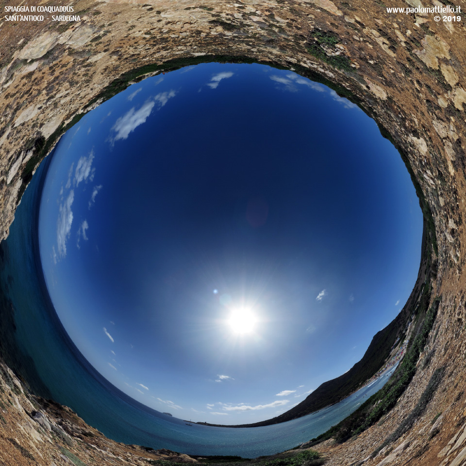 panorama stereografico stereographic - stereographic panorama - Sardegna→Sant'Antioco | Spiaggia di Coa 'e Cuaddus o Coaquaddus, 06.09.2019