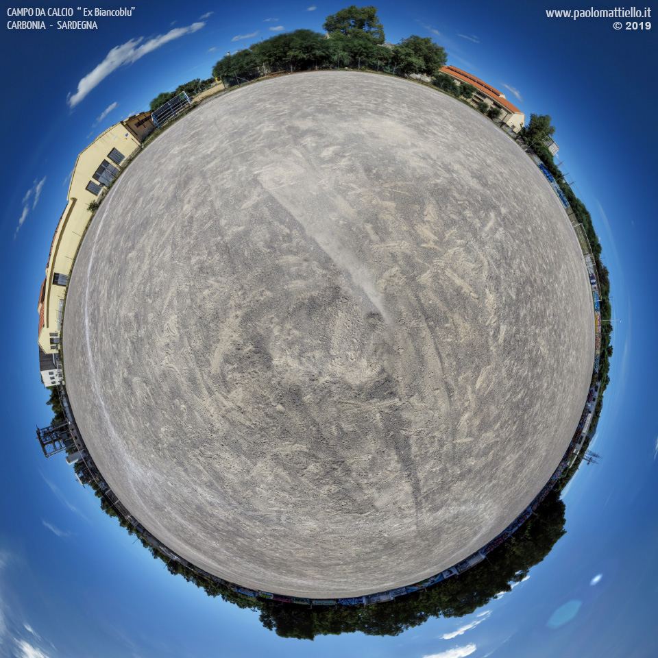 panorama stereografico stereographic - stereographic panorama - Sardegna→Carbonia | Campo di calcio soc. Ex Biancoblu (presso la Grande Miniera), 24.09.2019