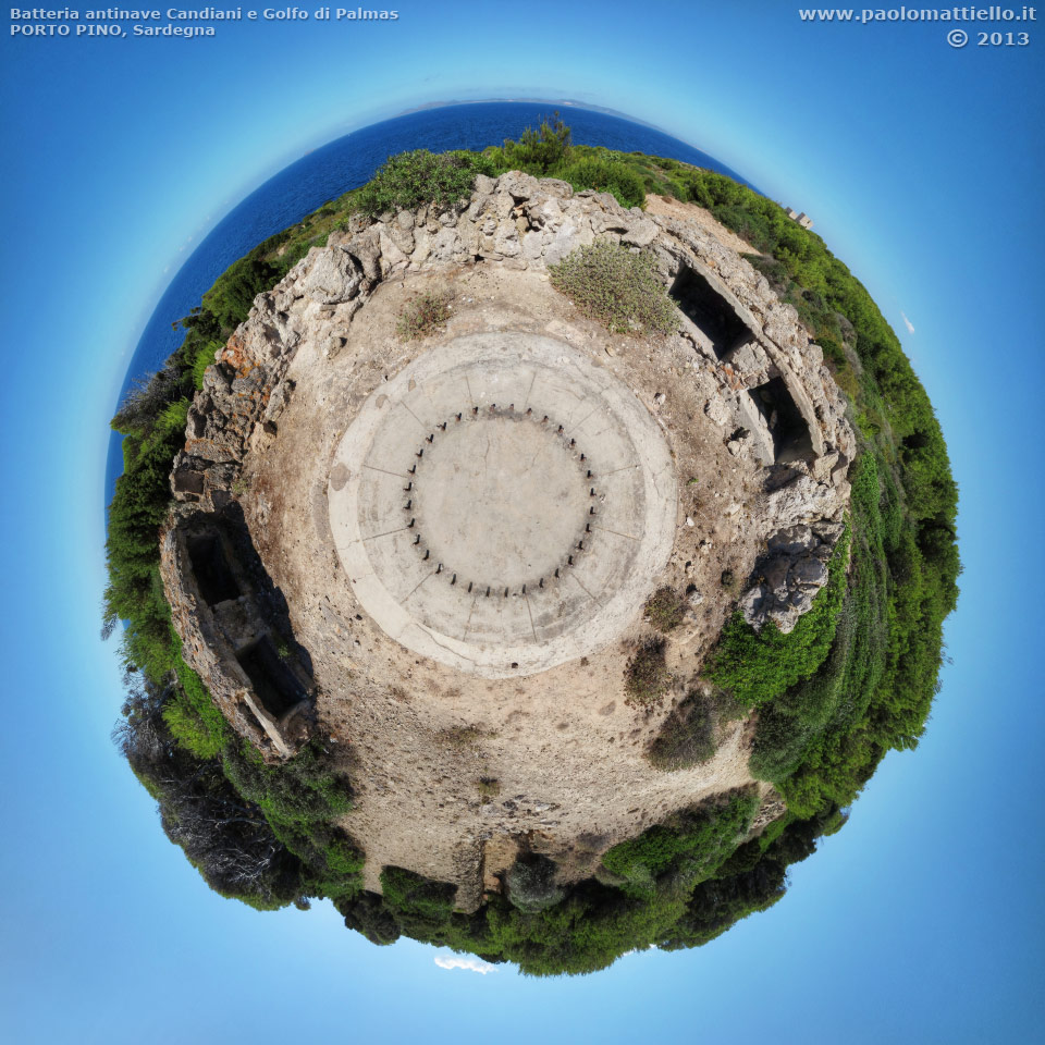panorama stereografico stereographic - stereographic panorama - Sardegna→S.Anna Arresi→Porto Pino | Batteria antinave Candiani, 31.07.2013