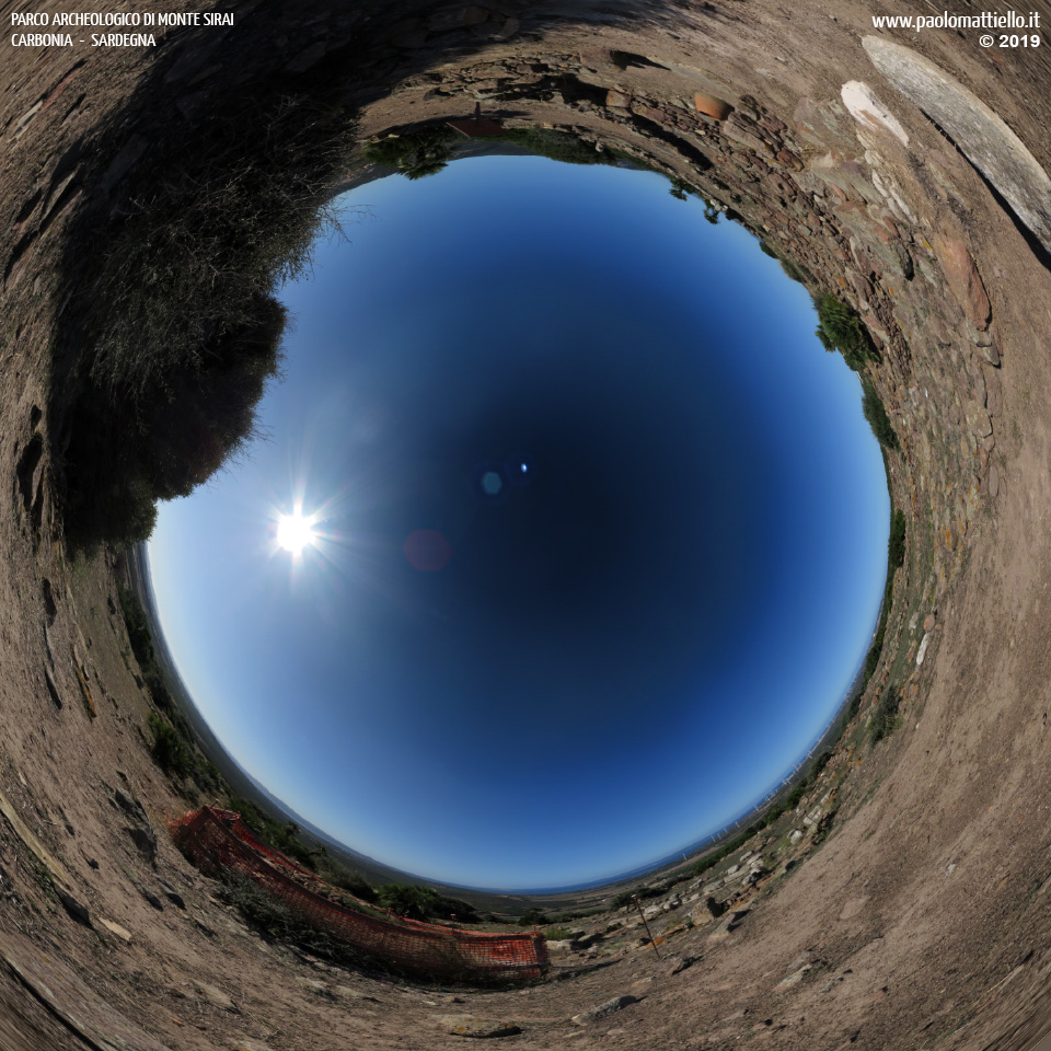 panorama stereografico stereographic - stereographic panorama - Sardegna→Carbonia | Parco archeologico di Monte Sirai, casa del lucernario di talco, 7, 11.10.2019