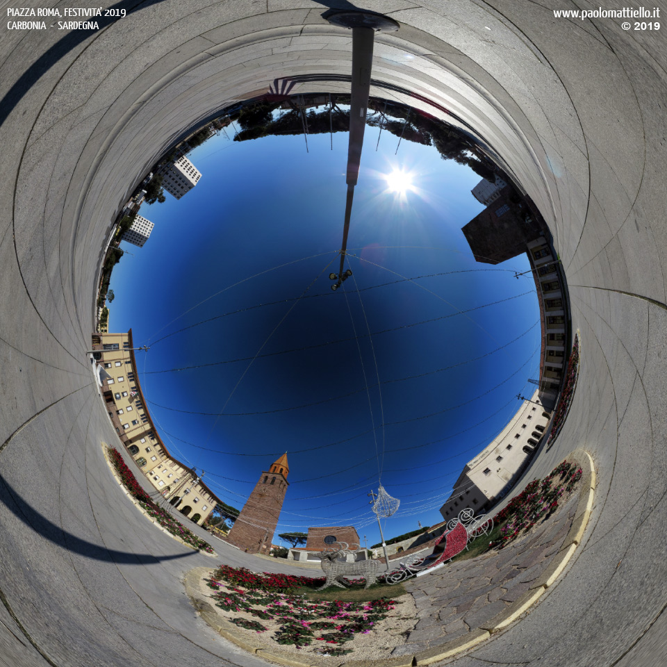 panorama stereografico stereographic - stereographic panorama - Sardegna→Carbonia | Piazza Roma durante le festività 2019, 30.12.2019