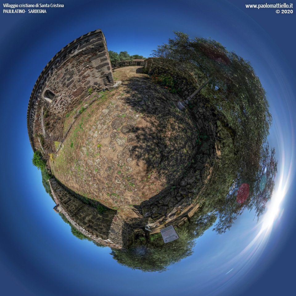 panorama stereografico stereographic - stereographic panorama - Sardegna→Paulilatino | S.Cristina, villaggio cristiano, retro della chiesa 15.06.2020