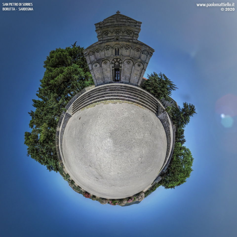 panorama stereografico stereographic - stereographic panorama - Sardegna→Borutta | Chiesa (XI sec.) e convento di S.Pietro di Sorres, 1, 07.07.2020