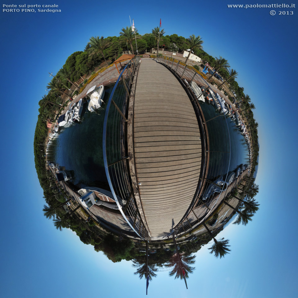 panorama stereografico stereographic - stereographic panorama - Sardegna→S.Anna Arresi→Porto Pino | Ponte pedonale sul porto canale, 03.09.2013