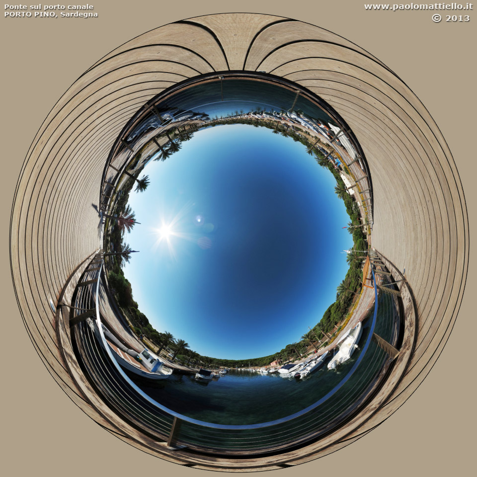 panorama stereografico stereographic - stereographic panorama - Sardegna→S.Anna Arresi→Porto Pino | Ponte pedonale sul porto canale, 03.09.2013