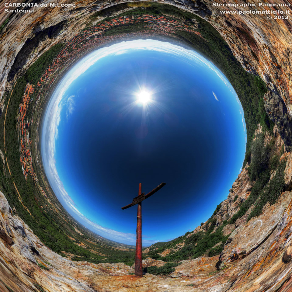 panorama stereografico stereographic - stereographic panorama - Sardegna→Carbonia | Panorama da Monte Leone, 19.09.2013