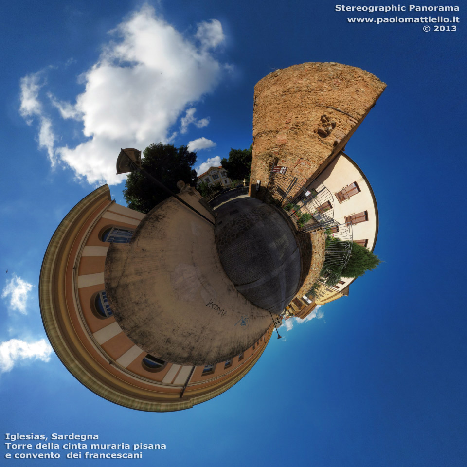 panorama stereografico stereographic - stereographic panorama - Sardegna→Iglesias | Torre e convento dei francescani, 23.09.2013