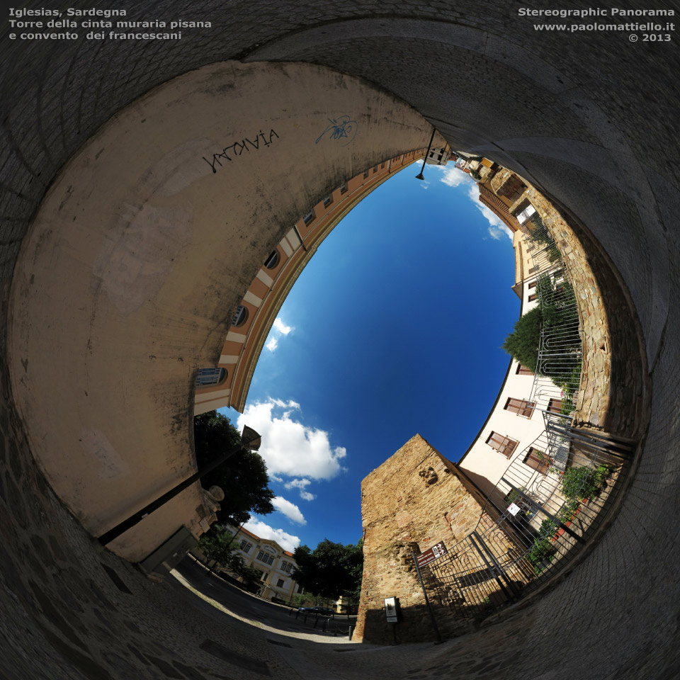 panorama stereografico stereographic - stereographic panorama - Sardegna→Iglesias | Torre e convento dei francescani, 23.09.2013