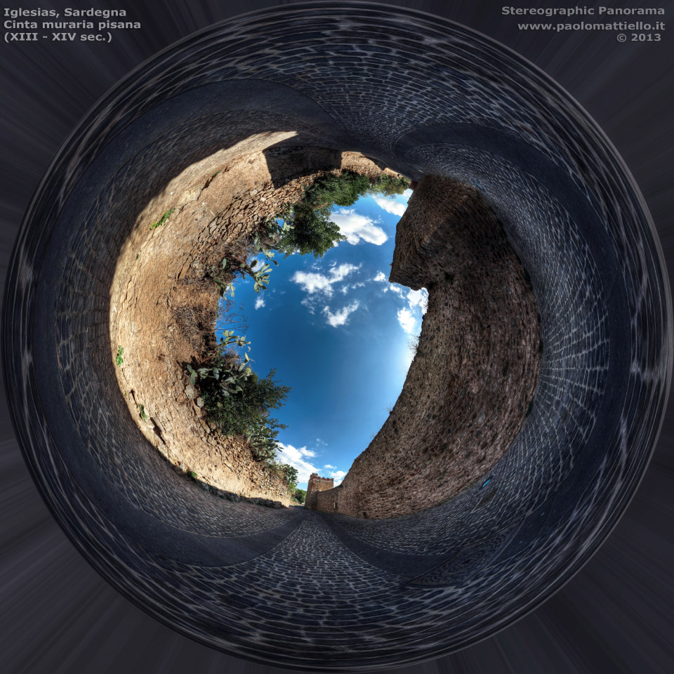 panorama stereografico stereographic - stereographic panorama - Sardegna→Iglesias | Cinta muraria pisana (XIII-XIV sec.), 23.09.2013