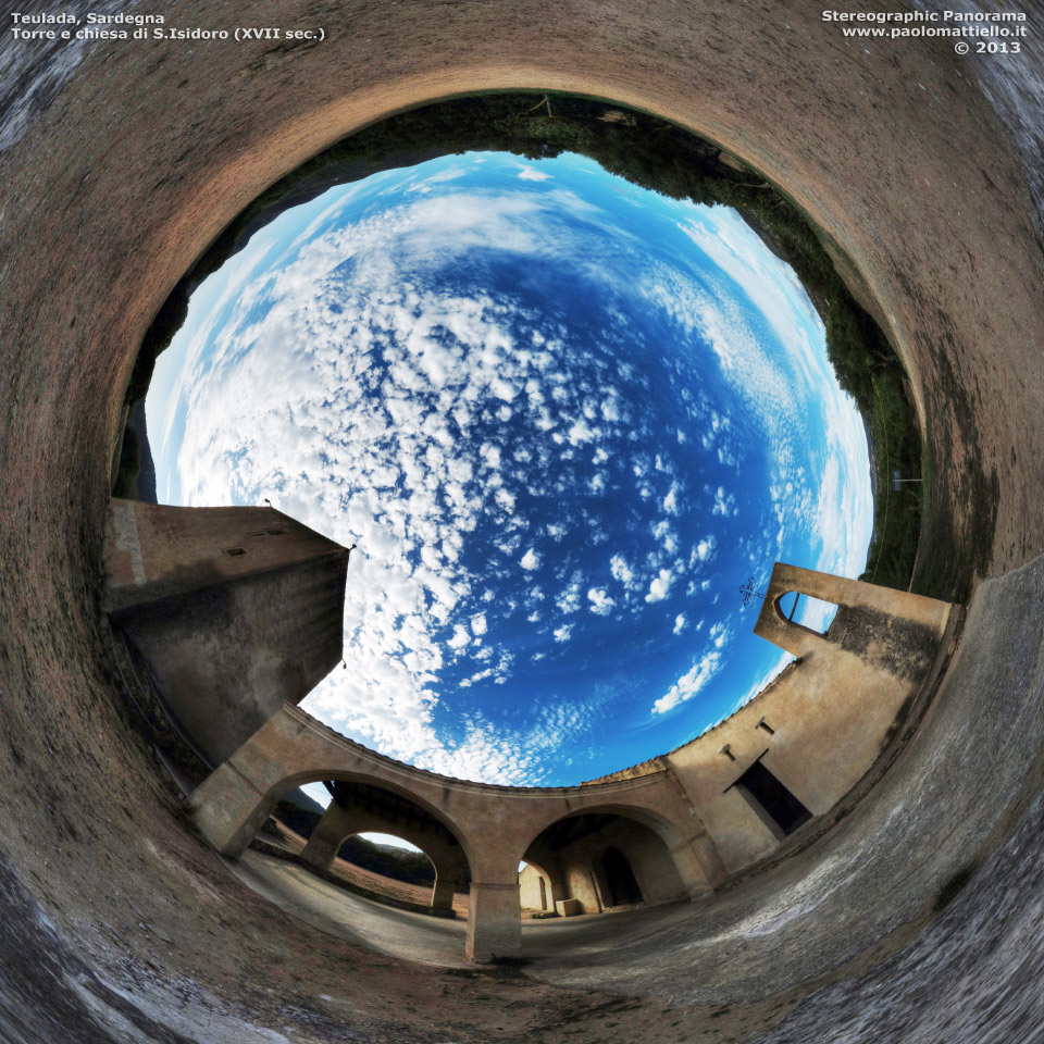 panorama stereografico stereographic - stereographic panorama - Sardegna→Teulada→loc. S.Isidoro | Torre bizantina e chiesa di S.Isidoro, 03.10.2013