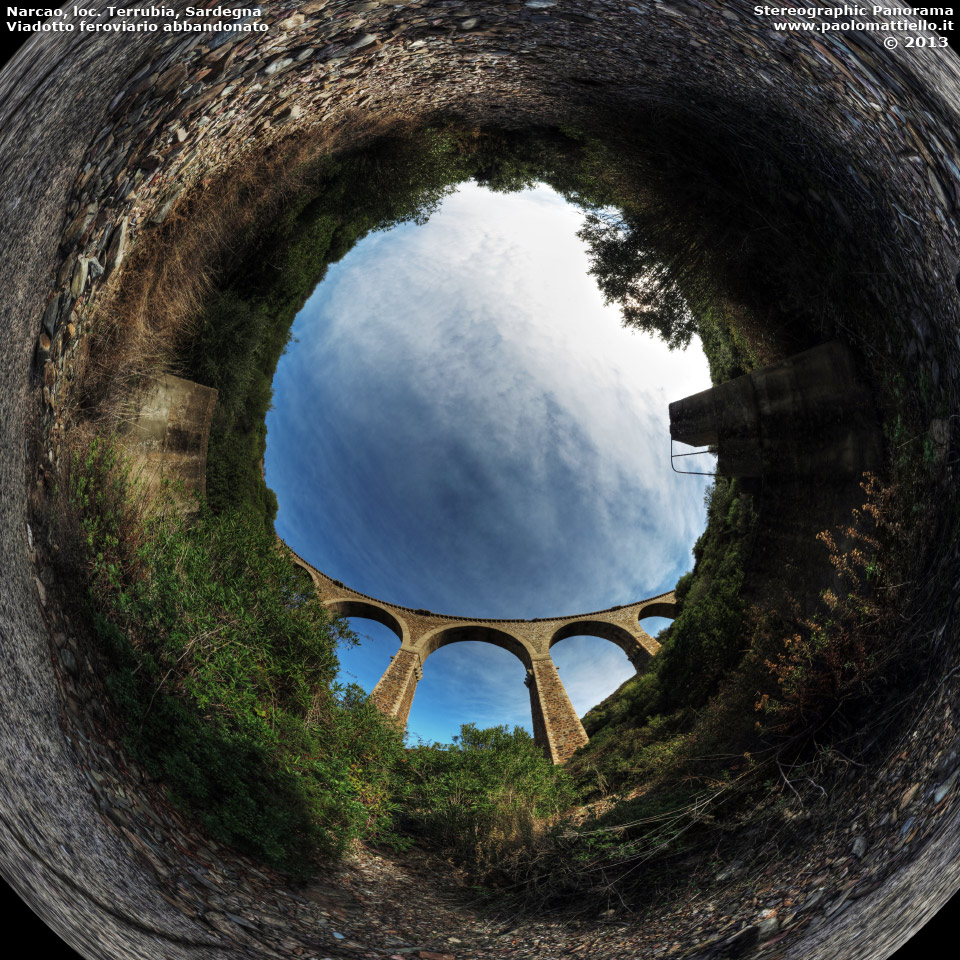 panorama stereografico stereographic - stereographic panorama - Sardegna→Narcao→loc. Terrubia | Viadotto F.M.S. abbandonato, 16.11.2013
