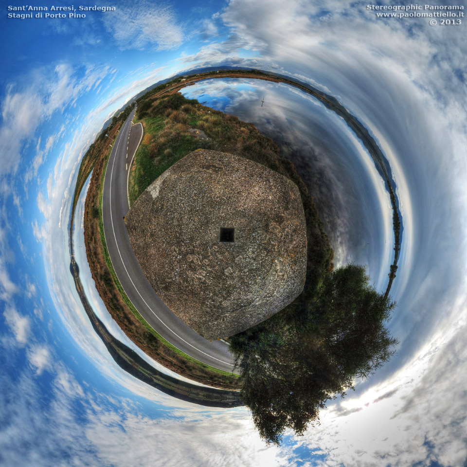 panorama stereografico stereographic - stereographic panorama - Sardegna→Sant'Anna Arresi→Porto Pino | Stagni di Porto Pino in autunno, 28.11.2013