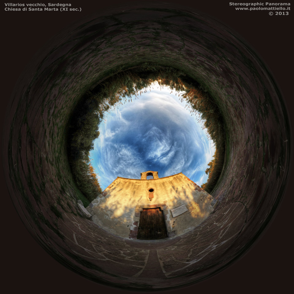 panorama stereografico stereographic - stereographic panorama - Sardegna→Giba→Villarios Vecchio | Chiesa di S.Marta, XI sec., 14.12.2013
