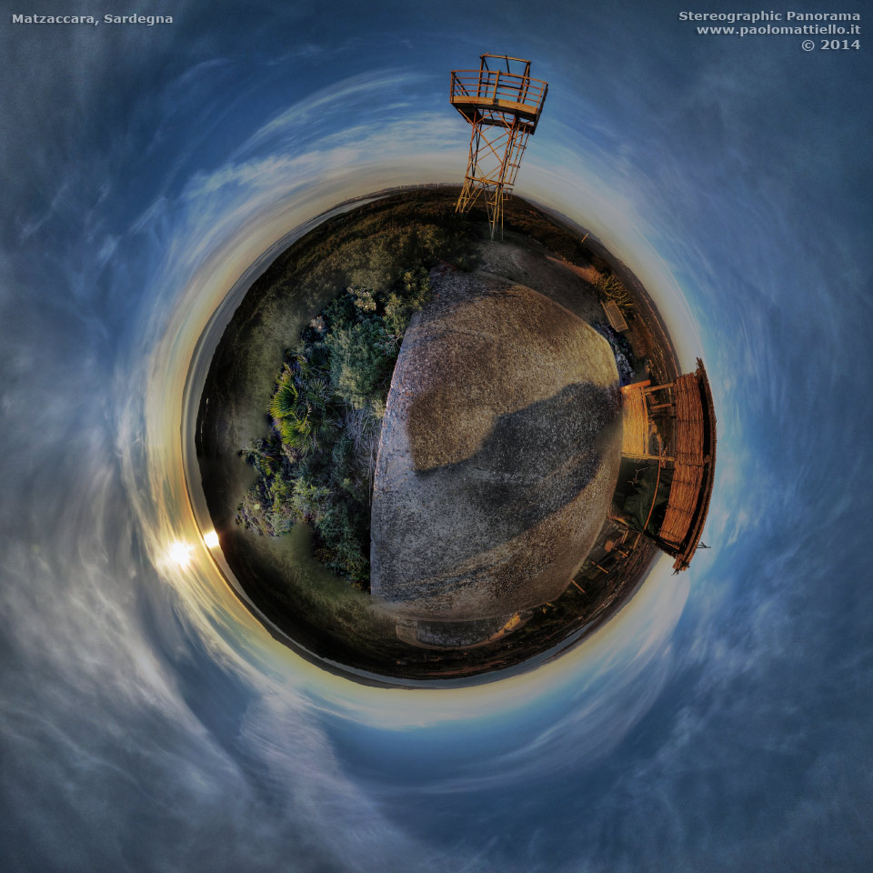 panorama stereografico stereographic - stereographic panorama - Sardegna→San Giovanni Suergiu→Matzaccara | Panorama da ex batteria Serra Sirbonis, 08.01.2014