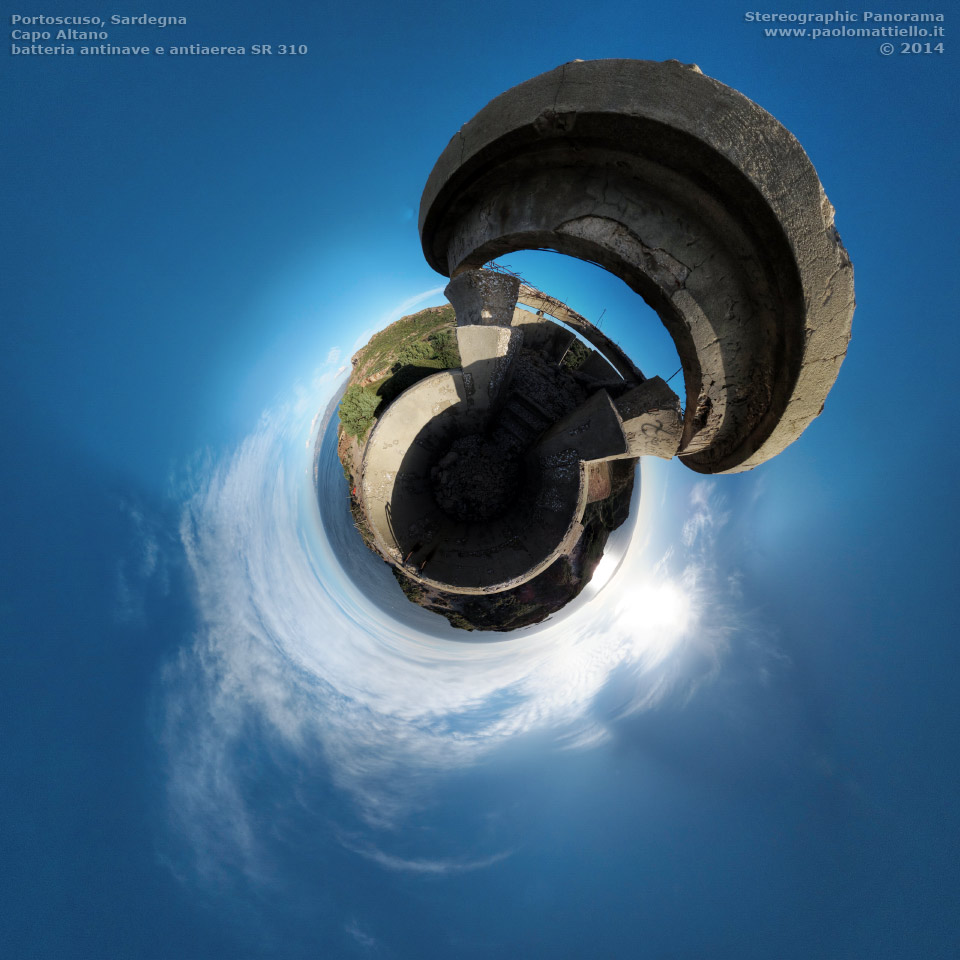 panorama stereografico stereographic - stereographic panorama - Sardegna→Portoscuso | Batteria antinave CR310 di Capo Altano, 18.01.2014