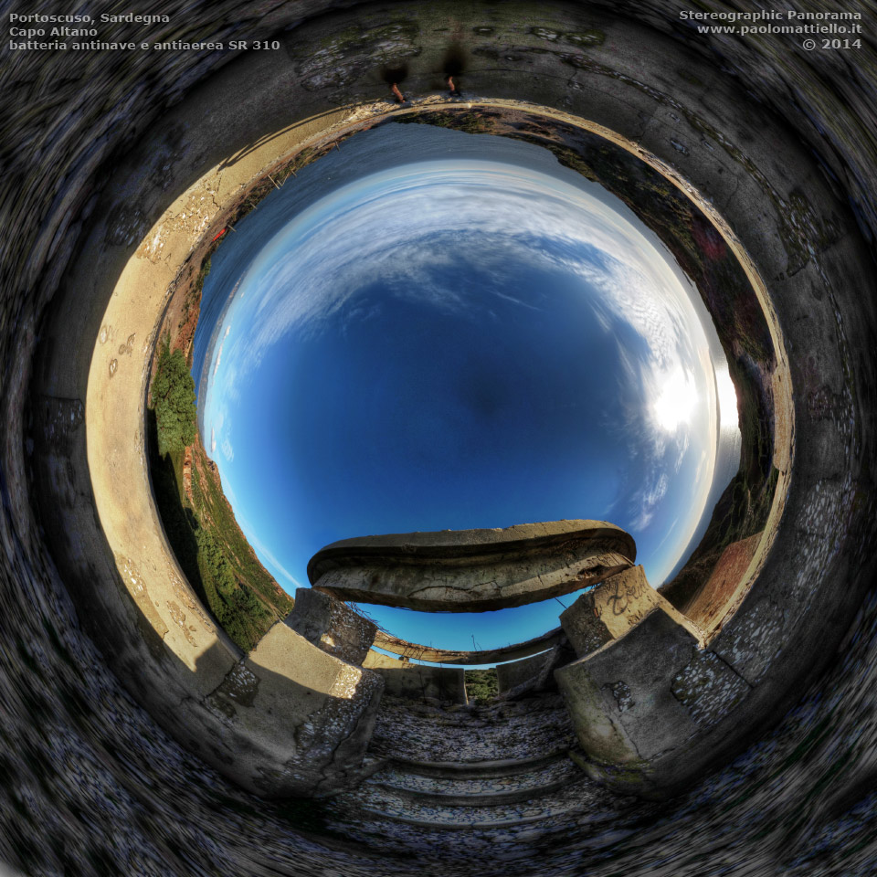 panorama stereografico stereographic - stereographic panorama - Sardegna→Portoscuso | Batteria antinave CR310 di Capo Altano, 18.01.2014