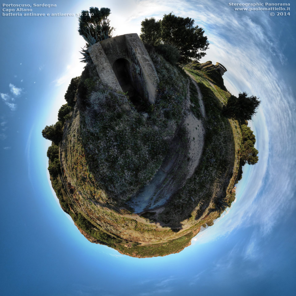 panorama stereografico stereographic - stereographic panorama - Sardegna→Portoscuso | Batteria antinave CR310 di Capo Altano, 18.01.2014