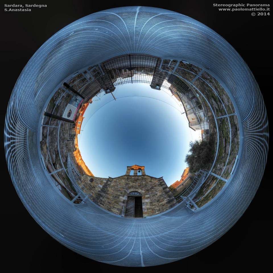 panorama stereografico stereographic - stereographic panorama - Sardegna→Sardara | Chiesa di Sant'Anastasia e pozzo sacro 25.01.2014