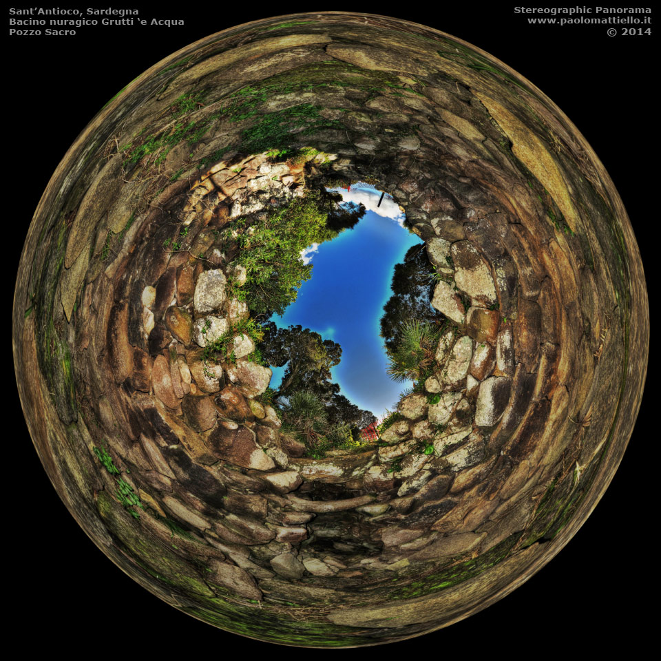 panorama stereografico stereographic - stereographic panorama - Sardegna→Sant'Antioco | Grutti 'e Acqua, pozzo sacro nuragico, 23.02.2014