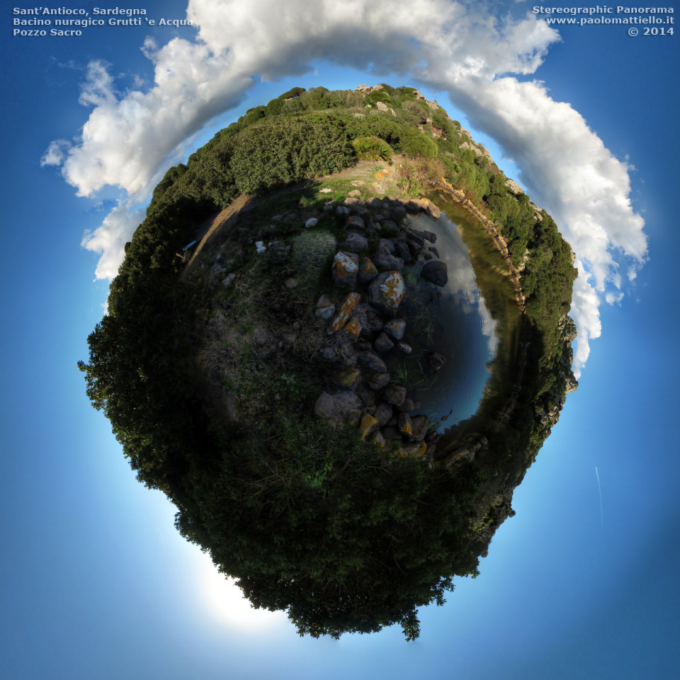 panorama stereografico stereographic - stereographic panorama - Sardegna→Sant'Antioco | Grutti 'e Acqua, laghetto nuragico, 23.02.2014