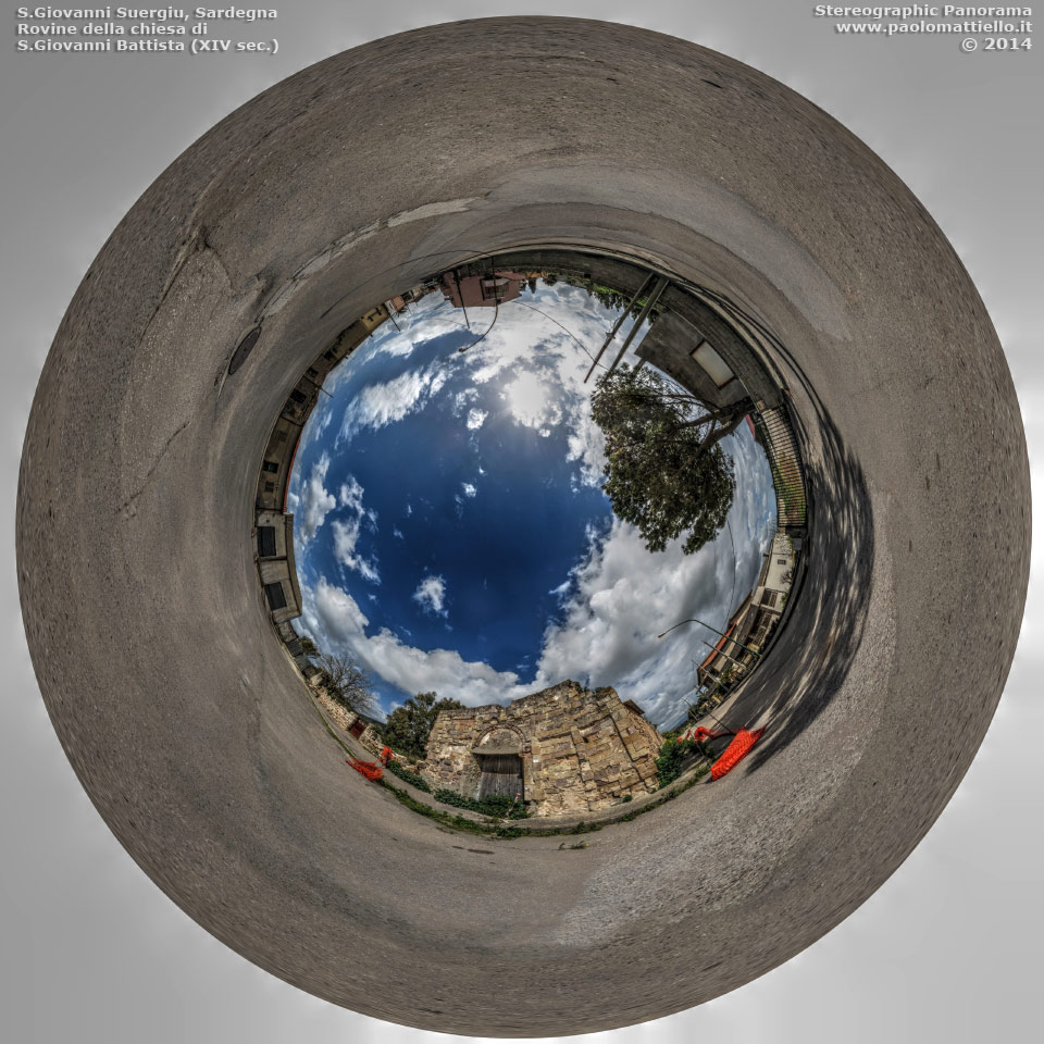 panorama stereografico stereographic - stereographic panorama - Sardegna→San Giovanni Suergiu | Rudere della chiesa di S.Giovanni Battista (XIV sec.), 23.03.2014