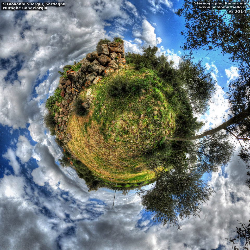 panorama stereografico stereographic - stereographic panorama - Sardegna→San Giovanni Suergiu | Nuraghe Candelargiu, 23.03.2014