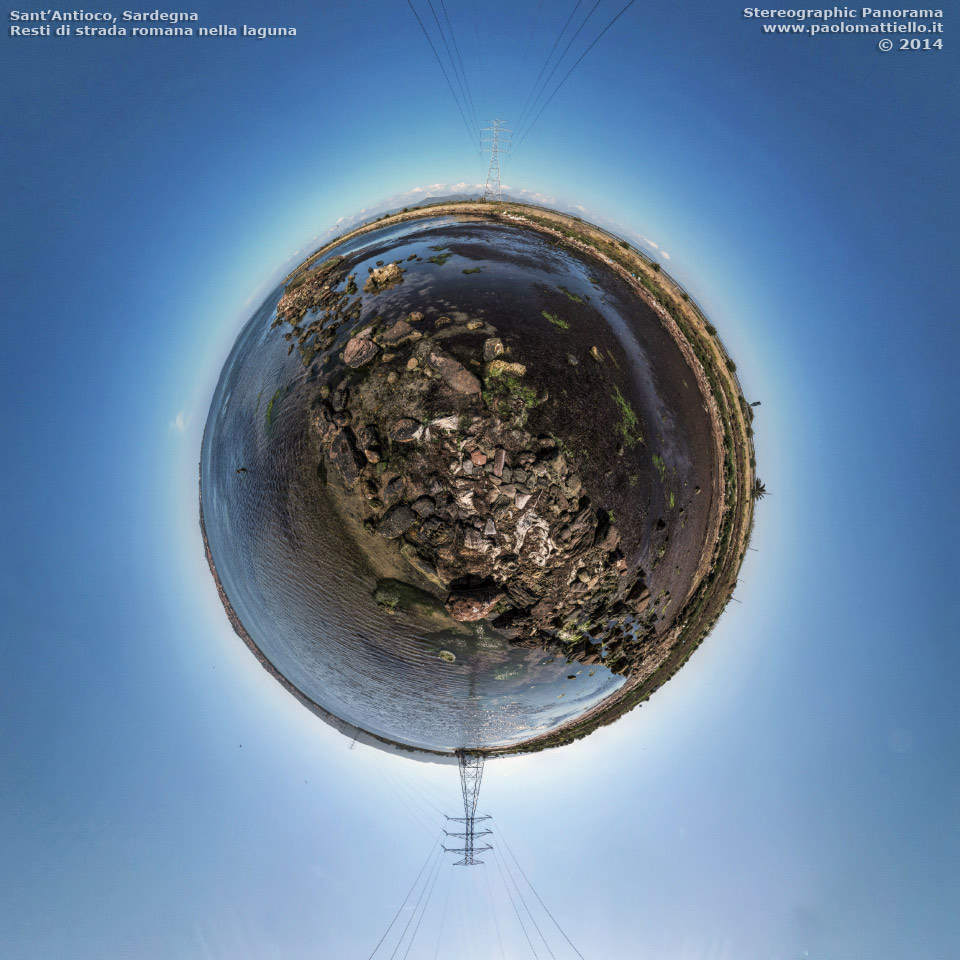 panorama stereografico stereographic - stereographic panorama - Sardegna→Sant'Antioco | Resti di strada romana lungo la laguna, 01.04.2014