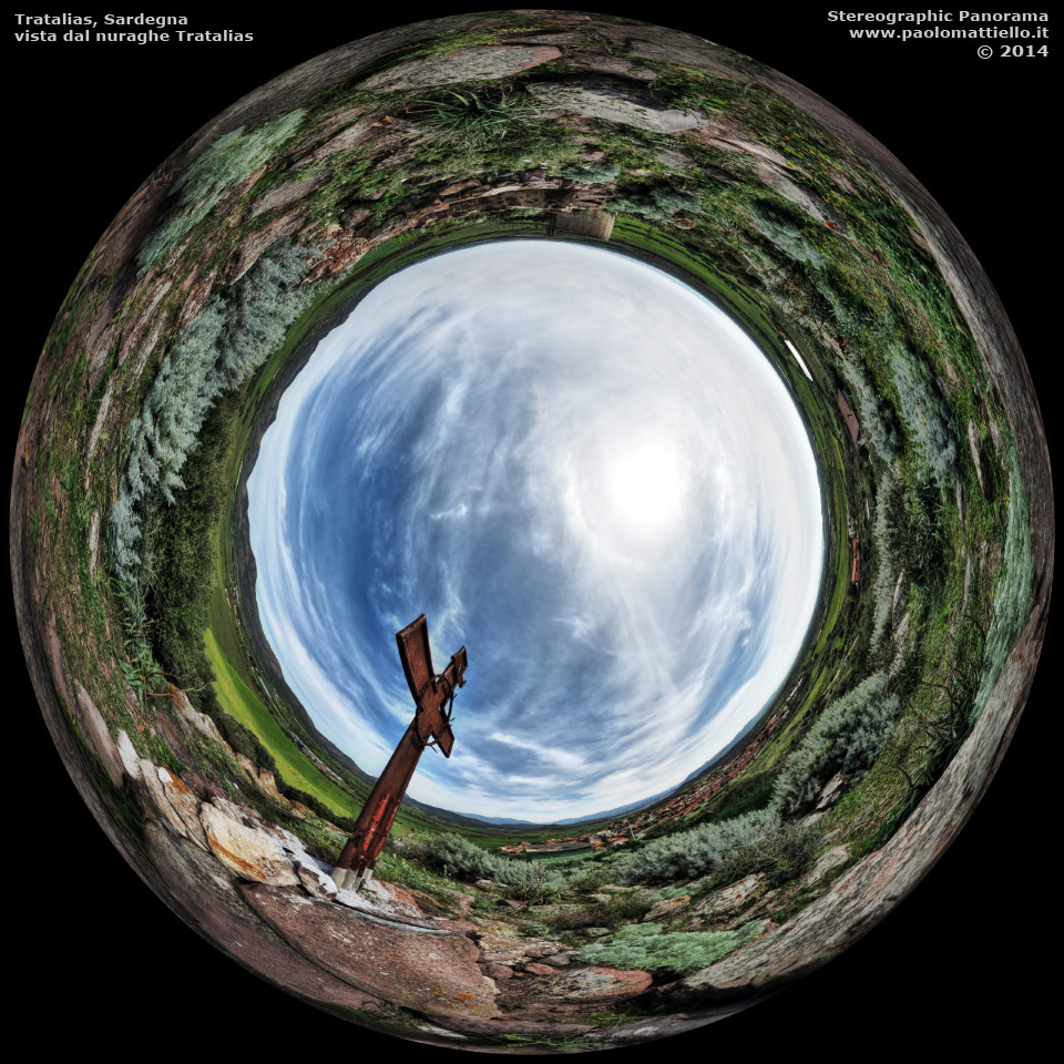 panorama stereografico stereographic - stereographic panorama - Sardegna→Tratalias | Panorama dalla sommità il nuraghe Tratalias, 02.04.2014